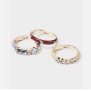 Stella & Dot Enamel Ring Set of 3-Sz9-NIB/Retired